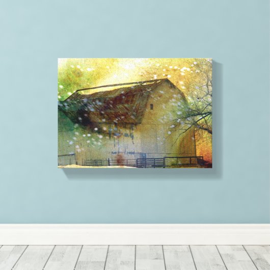 Winter Barn Canvas Afdruk (Insitu (Houten vloer))