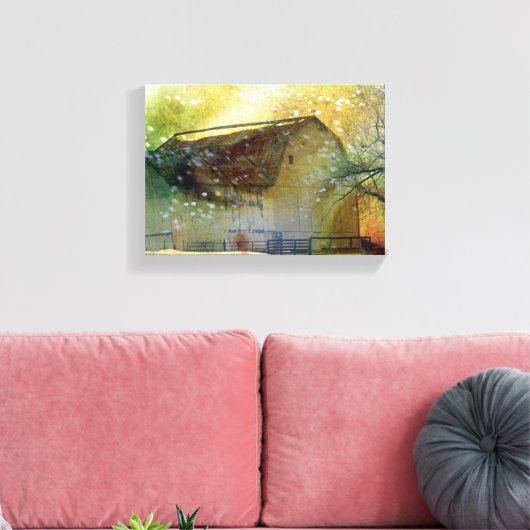 Winter Barn Canvas Afdruk (Insitu (Woonkamer))