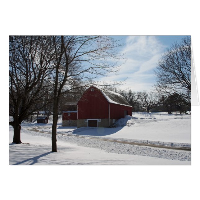 Winter Barn Kaart (Voorkant Horizontaal)