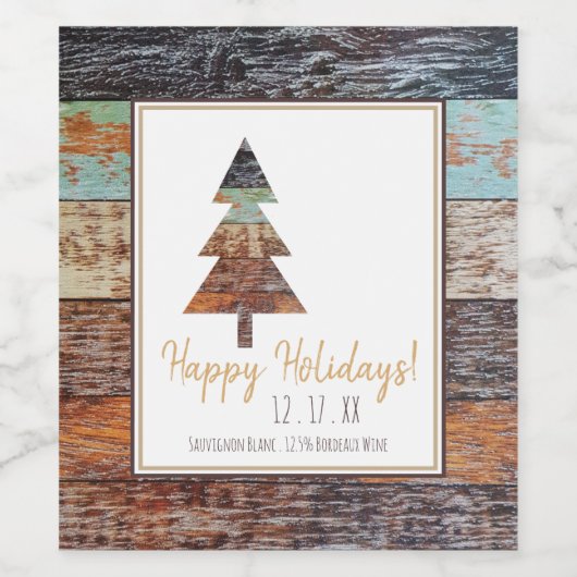 Winter Barn, Prettige feestdagen Wijn Etiket (Enkel label)