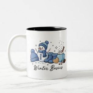 Winter Basis Sneeuwman Kerst Weer Cozy Tweekleurige Koffiemok