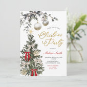 Winter Baubles Red Bow Star Christmas Tree Party Kaart (Staand voorkant)