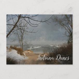 Winter Beach, Lake, Indiana Duinen NTL.Lakeshore Briefkaart