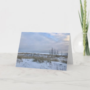 Winter Beach Landscape Foto Blank Wenskaart Kaart
