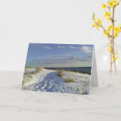 Winter Beach Wenskaart Kaart (Gele Bloem)