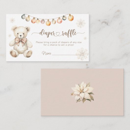 Winter Bearly Wait Baby shower luierverloting Informatiekaartje (Voorkant / Achterkant)