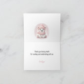 Winter Beary 1e Verjaardag Schattige Roze Polar Be Bedankkaart (Binnen)