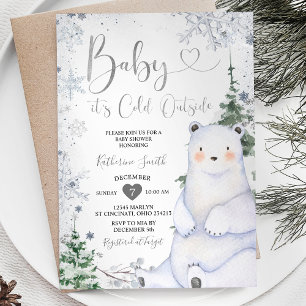 Winter Beer Baby shower Bos Zilveren Sneeuwvlokken Kaart