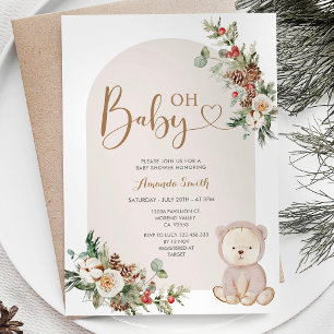 Winter Beer Bessen Sneeuwvlokken Baby shower Kaart