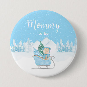 Winter Beer Blauwe slee Aanstaande Moeder Ronde Button 7,6 Cm