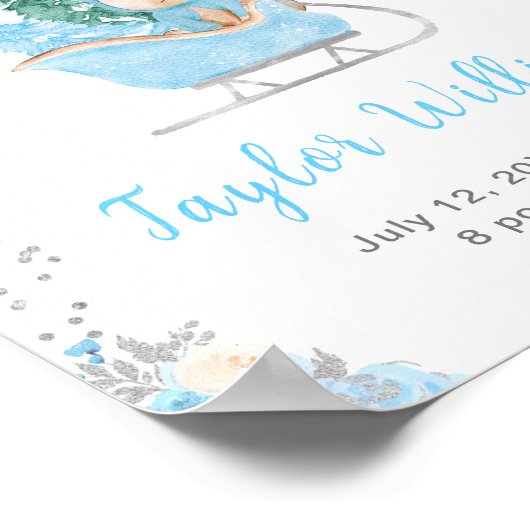 Winter Beer Blue Sleigh Geboorte Statistieken Poster (Hoek)