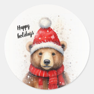 Winter Beer in een gezellig rood Pet Ronde Sticker