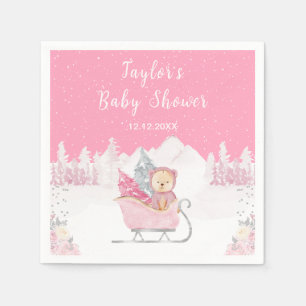 Winter Beer Roze Slede Baby Shower Servet