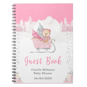 Winter Beer Roze slee Baby Shower Gastboek Notitieboek