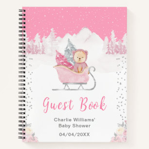 Winter Beer Roze slee Baby Shower Gastboek Notitieboek
