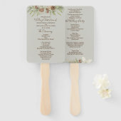 Winter Beige Elegant Script bruiloft programma Handwaaier (Voorkant en achterkant)