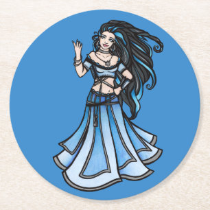 Winter Belly Dancer Goddess Ronde Kartonnen Onderzetter