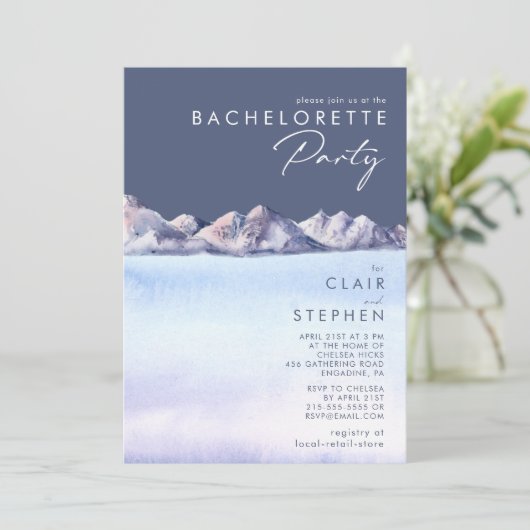 Winter Berg Avond Bachelorette Party Kaart (Staand voorkant)