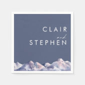 Winter Berg avond bruiloft servetten (Voorkant)