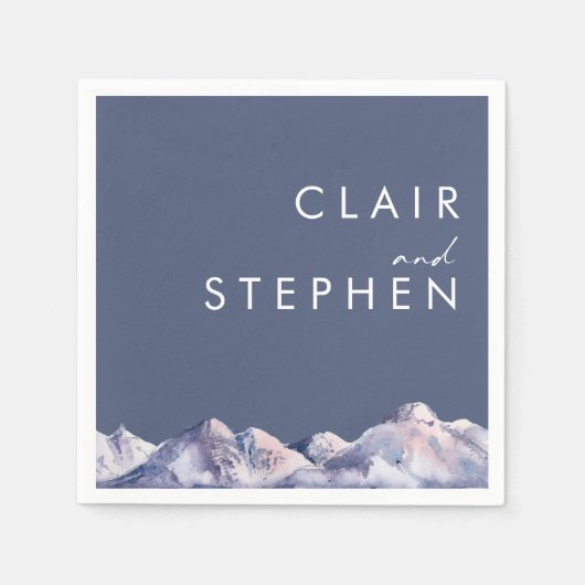 Winter Berg avond bruiloft servetten (Voorkant)