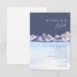 Winter Berg Avond Bruiloft Wishing Well Informatiekaartje