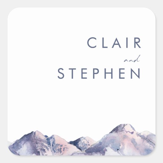 Winter Berg Bruiloft Envelope Seal Vierkante Sticker (Voorkant)