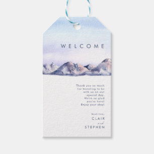 Winter Berg Bruiloft Welkom Cadeau Labels Cadeaulabel