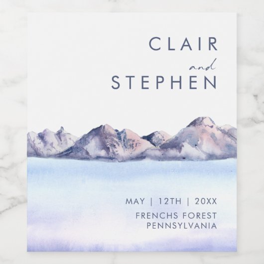 Winter Berg Bruiloft Wijn Label Wijn Etiket (Enkel label)