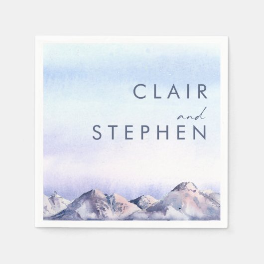 Winter Berg Sunset Bruiloft servetten (Voorkant)