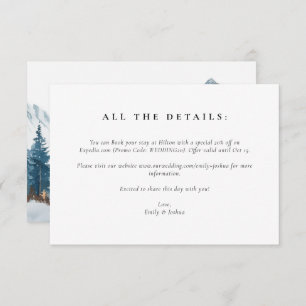 Winter Bergen Pijnboom Bruiloft Informatiekaartje