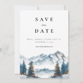 Winter Bergen Pijnboom Bruiloft Save The Date (Voorkant)