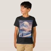 Winter berglandschap met sparrenbomen en zon t-shirt (Voorkant volledig)