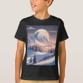Winter berglandschap met sparrenbomen en zon t-shirt (Voorkant)