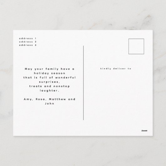 Winter Berries Elegant Script 3Photo Christmas Feestdagenkaart (Achterkant)