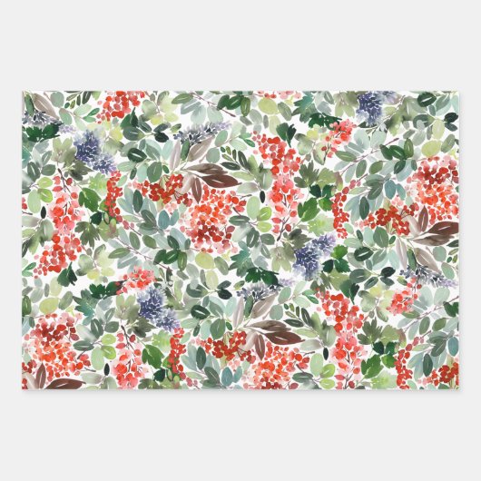Winter Berries en Greenery Kerstmis Inpakpapier Vel (Voorkant 3)