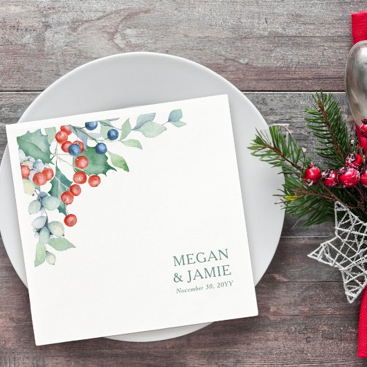 Winter Berries en Holly Wedding Napkins Servet