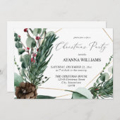 Winter Berries en Pine Greenery kerstfeest Kaart (Voorkant / Achterkant)