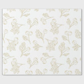 Winter Berries Gold White Kerstmis Cadeaupapier (Vlak)