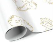 Winter Berries Gold White Kerstmis Cadeaupapier (Rol Hoek)