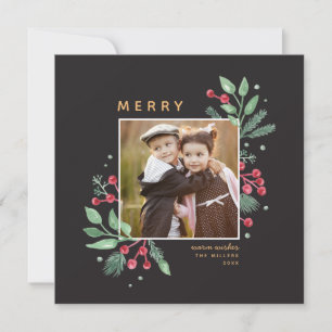 Winter Berries Greenery kerstfoto Vierkant