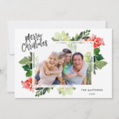 Winter Berries Greenery Lijst Fotokerstkaart (Voorkant)