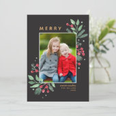 Winter Berries Greenery Merry-kerstfoto (Staand voorkant)
