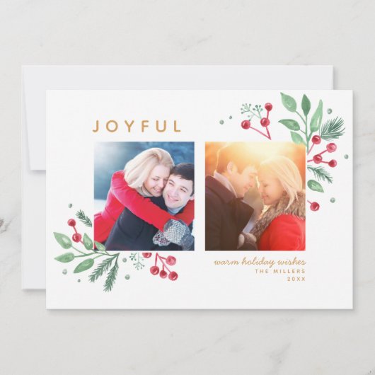 Winter Berries Greenery Merry Kerstmis 2-foto (Voorkant)