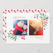 Winter Berries Greenery Merry Kerstmis 2-foto (Voorkant / Achterkant)