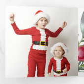 Winter Berries Holly Kerstdrivoud fotokaart Drieluik Wenskaart (Binnenzijde eerst)