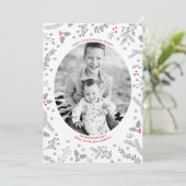 Winter Berries kerstfeestdag platte kaart (Staand voorkant)