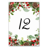 Winter Berries Kerstmis Trouwtafel Nummer Kaart (Achterkant)