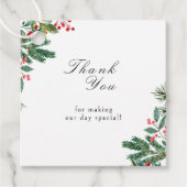 Winter Berries Pine Cone Greenery Wedding Bedankjes Labels (Voorkant)