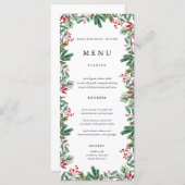 Winter Berries Pine Cone Greenery Wedding Menu (Voorkant / Achterkant)