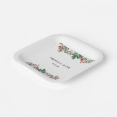 Winter Berries Pine Cone Greenery Wedding Papieren Bordje (Gebogen)